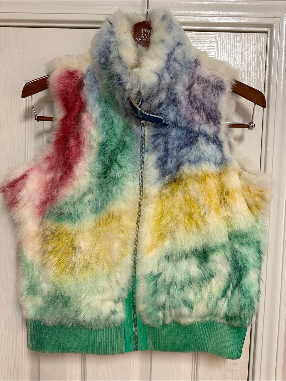 Wilson Leather Multicolor 100% Rabbit Fur Zip Vest